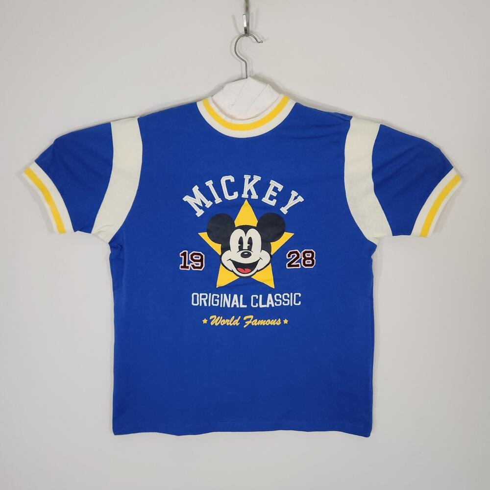 Disney Mickey Mouse Ringer T Shirt Men's Size Small Blue NWT